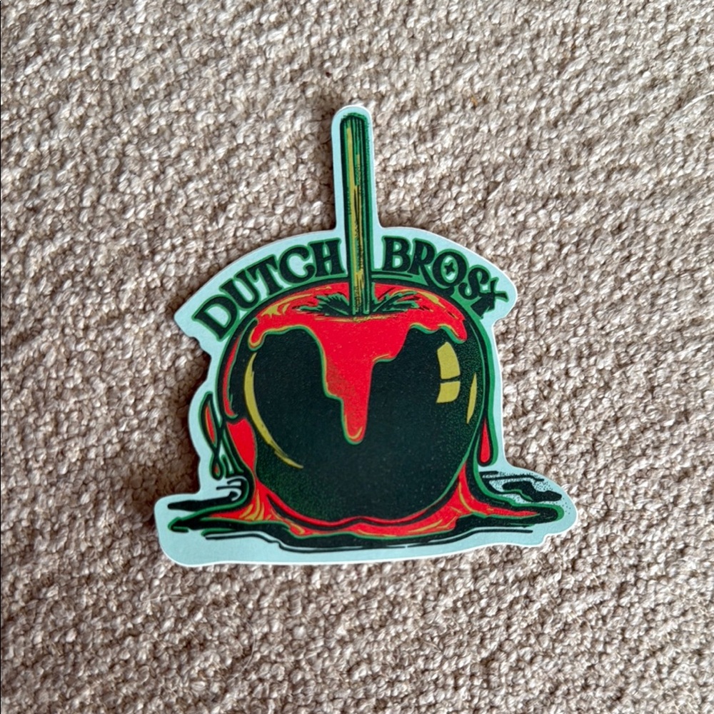 Dutch Bros Black and Red Dripping Apple Sticker